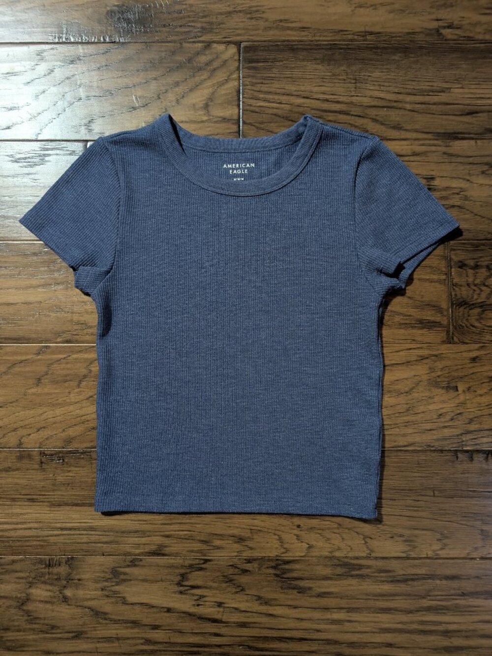 American Eagle waffle baby tee T shirt blue size medium